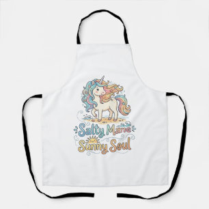 Unicorn Salty Mane Sunny Soul Playful Vector Desig Apron