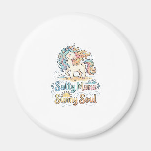 Unicorn Salty Mane Sunny Soul Playful Vector Desig Magnet