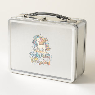Unicorn Salty Mane Sunny Soul Playful Vector Desig Metal Lunch Box