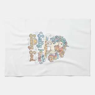 Unicorn Salty Mane Sunny Soul Playful Vector Desig Tea Towel