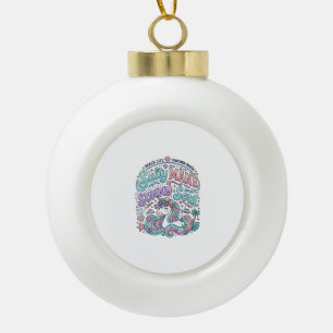 Unicorn Salty Mane Sunny Soul Retro Style T-Shirt Ceramic Ball Christmas Ornament