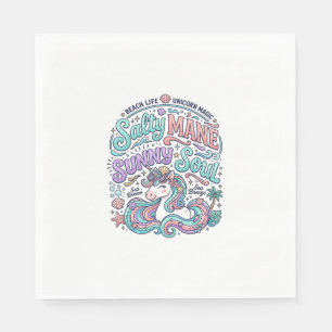 Unicorn Salty Mane Sunny Soul Retro Style T-Shirt Napkin