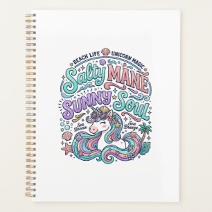Unicorn Salty Mane Sunny Soul Retro Style T-Shirt Planner
