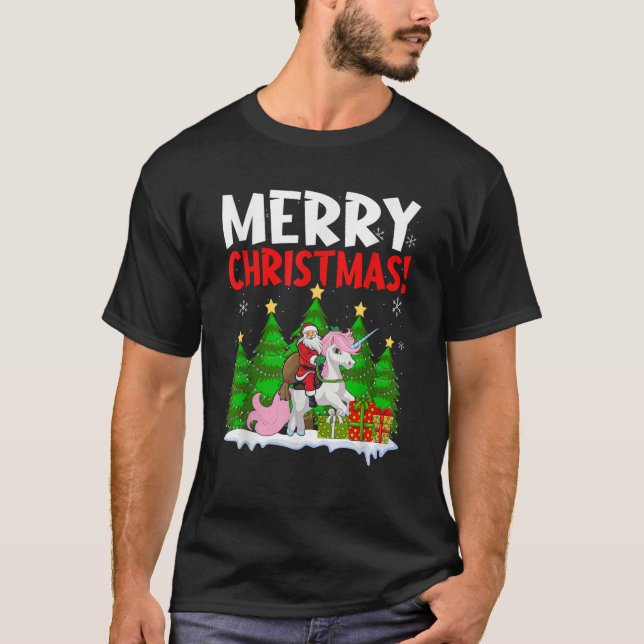 Unicorn Santa Claus Christmas Holiday  T-Shirt (Front)