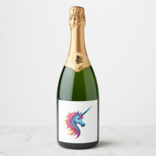 Unicorn Santa Hat Christmas T-Shirt (4) Sparkling Wine Label