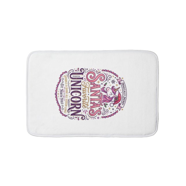 Unicorn Santa's Favourite Unicorn Bath Mat (Front)