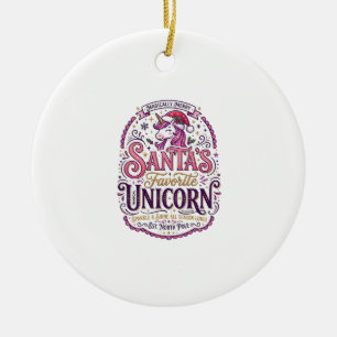 Unicorn Santa's Favourite Unicorn Ceramic Tree Decoration