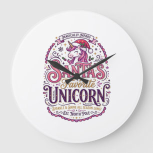 Unicorn Santa's Favourite Unicorn Large Clock