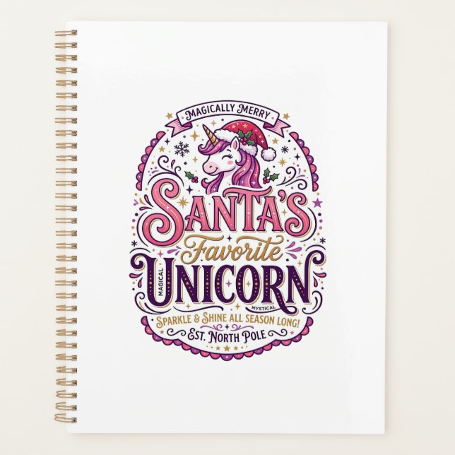 Unicorn Santa's Favourite Unicorn Planner (Front)