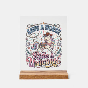 Unicorn Save a Horse Ride a Unicorn Print Ready Ap Acrylic Sign