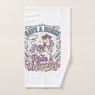 Unicorn Save a Horse Ride a Unicorn Print Ready Ap Hand Towel