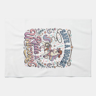 Unicorn Save a Horse Ride a Unicorn Print Ready Ap Tea Towel