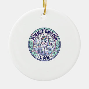 Unicorn Science Unicorn Lab POD Ready Apparel Grap Ceramic Tree Decoration