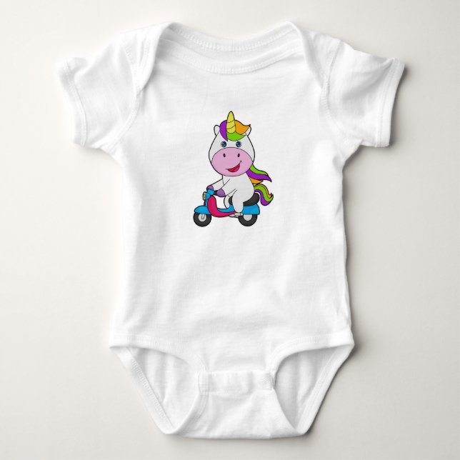 Unicorn Scooter Baby Bodysuit (Front)