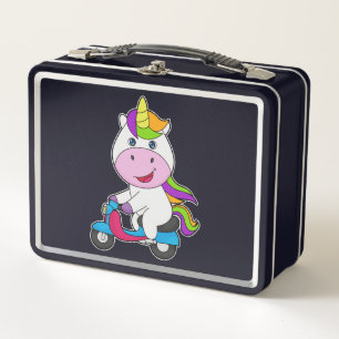 Unicorn Scooter Metal Lunch Box