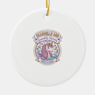 Unicorn Seashells and Sparkle Horns POD Ready Zazz Ceramic Tree Decoration