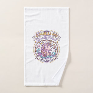 Unicorn Seashells and Sparkle Horns POD Ready Zazz Hand Towel