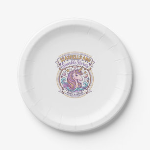 Unicorn Seashells and Sparkle Horns POD Ready Zazz Paper Plate