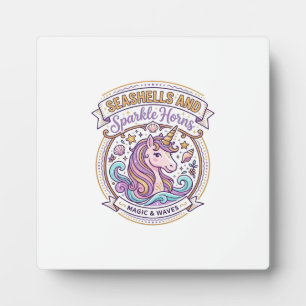 Unicorn Seashells and Sparkle Horns POD Ready Zazz Plaque