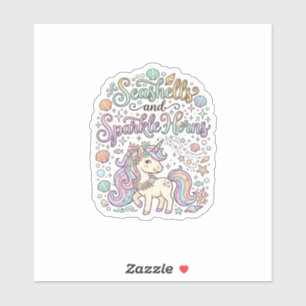 Unicorn Seashells and Sparkle Horns Premium Vector