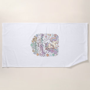 Unicorn Seashells and Sparkle Horns Premium Vector Beach Towel
