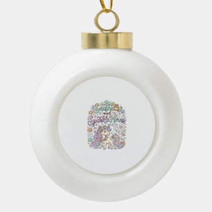 Unicorn Seashells and Sparkle Horns Premium Vector Ceramic Ball Christmas Ornament