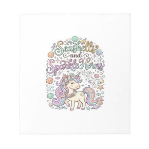 Unicorn Seashells and Sparkle Horns Premium Vector Notepad