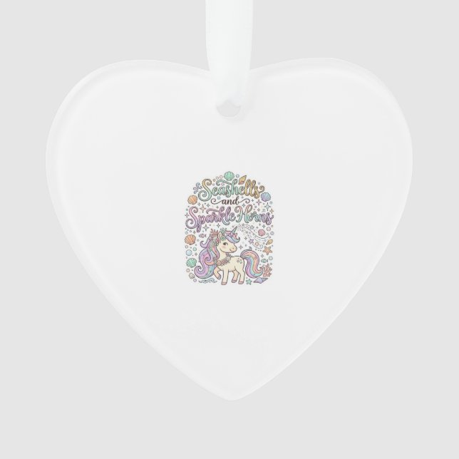 Unicorn Seashells and Sparkle Horns Premium Vector Ornament (Front)