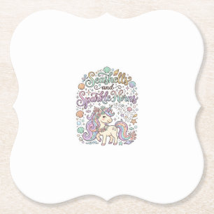 Unicorn Seashells and Sparkle Horns Premium Vector Paper Coaster