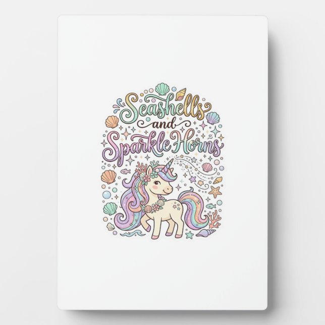 Unicorn Seashells and Sparkle Horns Premium Vector Plaque (Front)