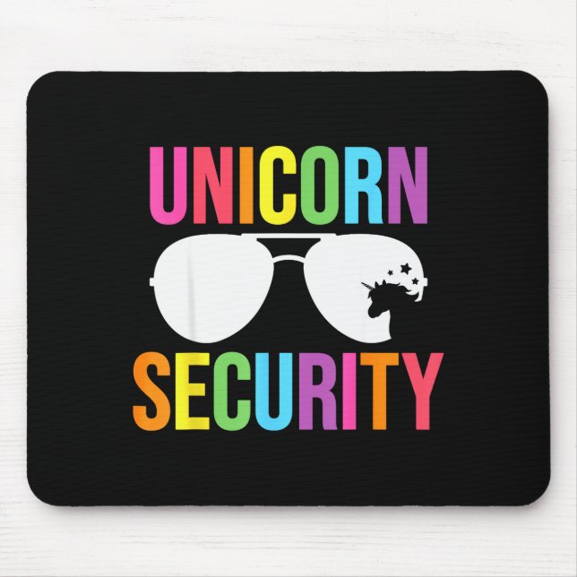 Unicorn Security Birthday Family Halloween Costume Mouse Mat (Front)