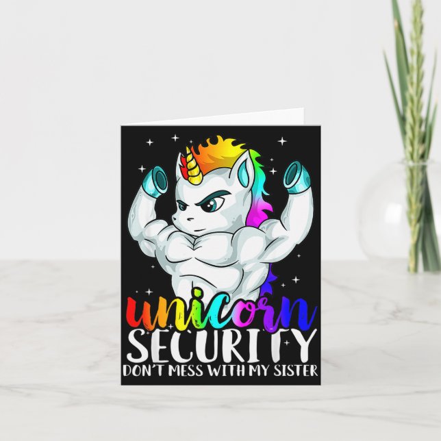Unicorn Security Dont Mess With My Sister Funny Br Card (Front)