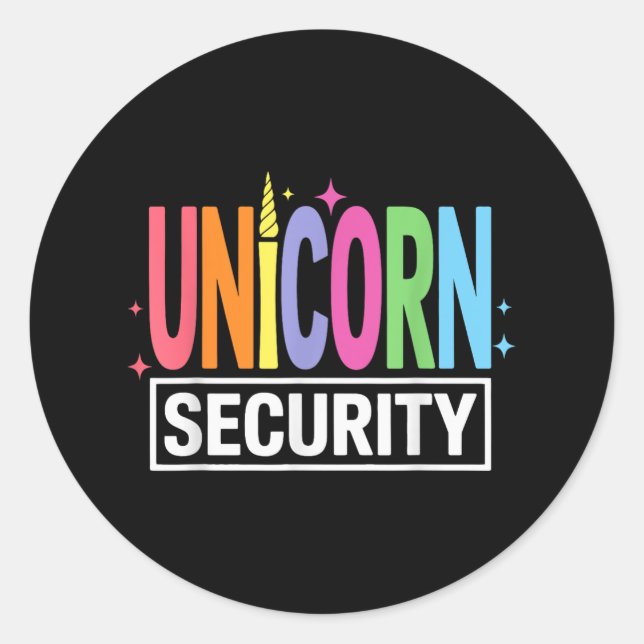 Unicorn Security Halloween Dad Mum Brother Costume Classic Round Sticker (Front)