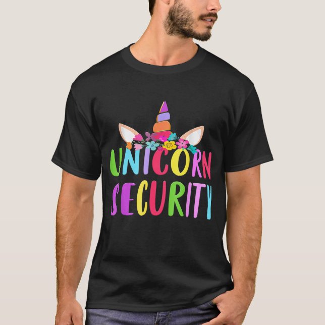 Unicorn Security  Halloween Fall Costume Adults Ki T-Shirt (Front)