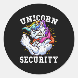 Unicorn Security - Manly Muscular Unicorn Lovers Classic Round Sticker