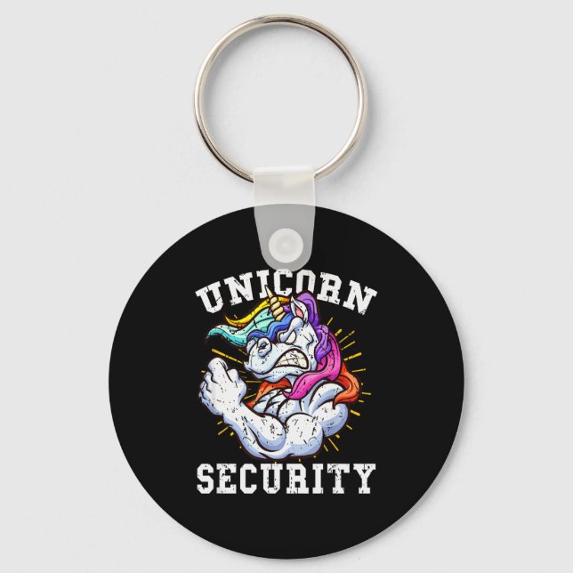 Unicorn Security - Manly Muscular Unicorn Lovers  Key Ring (Front)