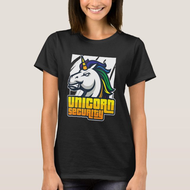 Unicorn Security Rainbow Colours Unicorn T-Shirt (Front)