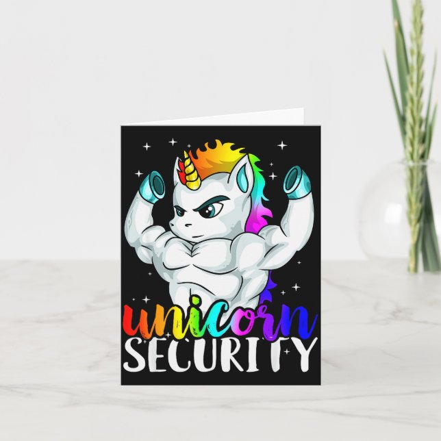 Unicorn Security Squad Muscle Tee Funny Dad Brothe Card (Front)