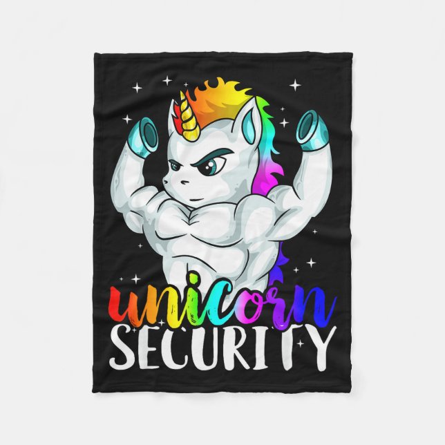 Unicorn Security Squad Muscle Tee Funny Dad Brothe Fleece Blanket (Front)