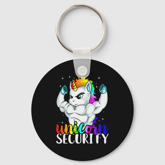 Unicorn Security Squad Muscle Tee Funny Dad Brothe Key Ring (Front)