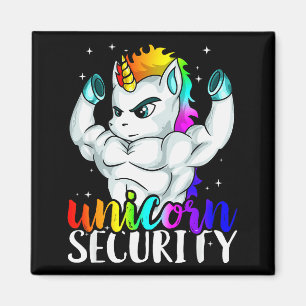 Unicorn Security Squad Muscle Tee Funny Dad Brothe Magnet