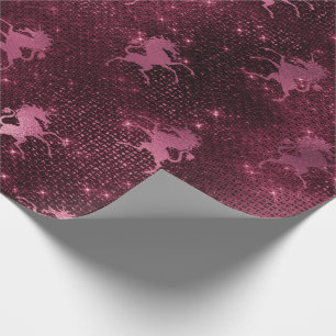 Unicorn Sequin Black Spark Marsal Glitter Burgundy Wrapping Paper