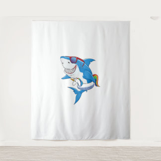 Unicorn Shark Pool Party Shirt Kids Girls Boys Fun Tapestry