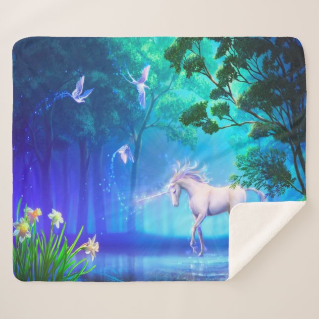 Unicorn Sherpa Blanket (Front (Horizontal))