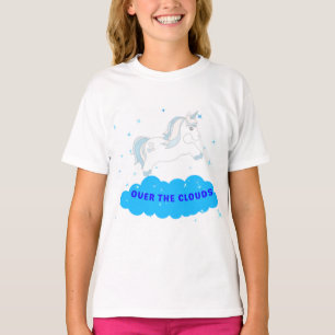 Unicorn shirt with a unicorn going over a cloud