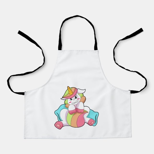 Unicorn Shy with Pillow Apron (Front)
