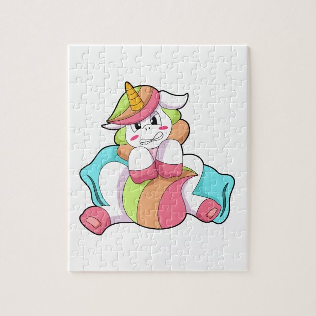 Unicorn Shy with Pillow Jigsaw Puzzle (Vertical)