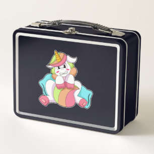 Unicorn Shy with Pillow Metal Lunch Box