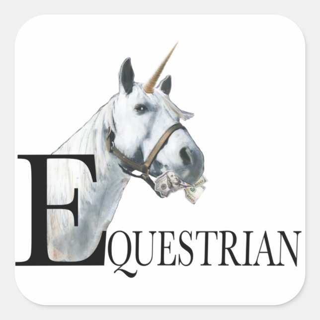 Unicorn side eye keychain square sticker (Front)