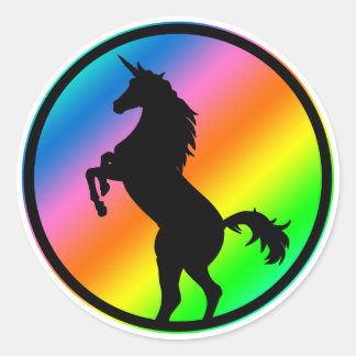 Unicorn Silhouette Black Classic Round Sticker